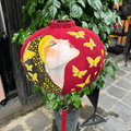 woman butterfly fabric lantern hand painted design