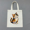 Cute Cat Canvas Tote Bag, Minimalist Cat Lover Gift