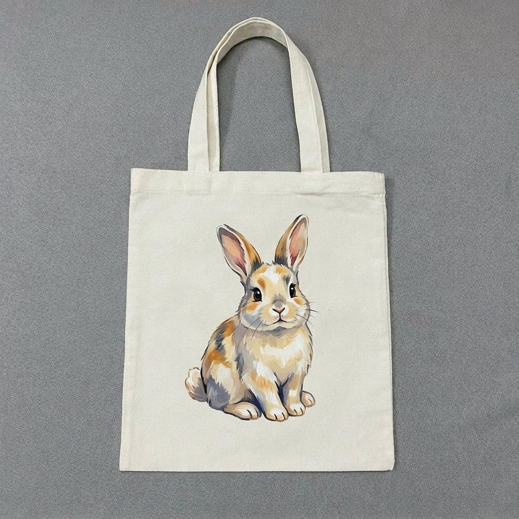 Cute Bunny Canvas Tote Bag, Coquette Aesthetic Bunny Gift
