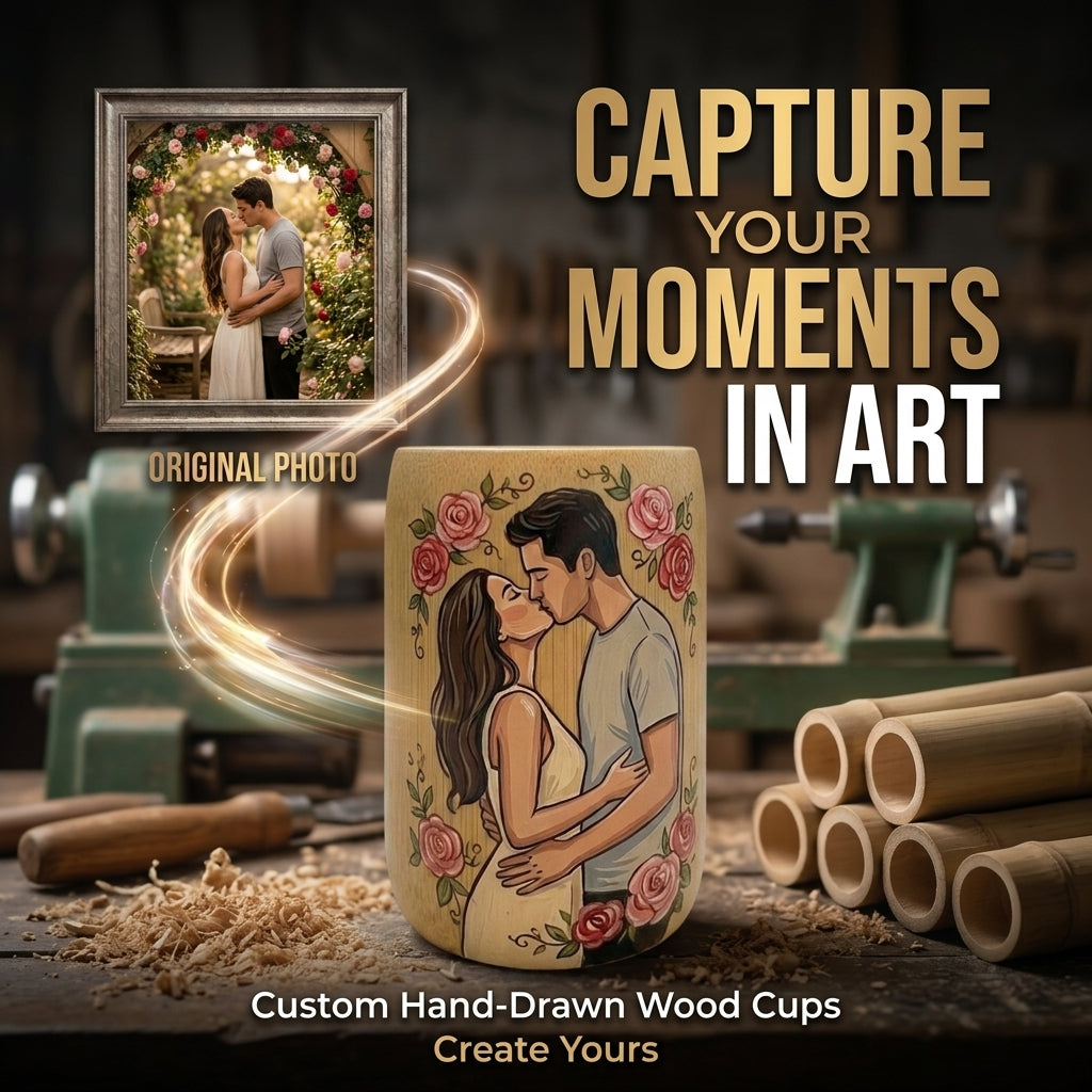 Custom Hand Painted Bamboo Cup | Personalized Gift & Home Decor