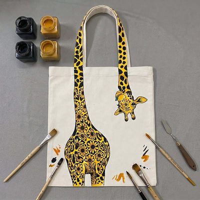 giraffe tote bag hand painted design