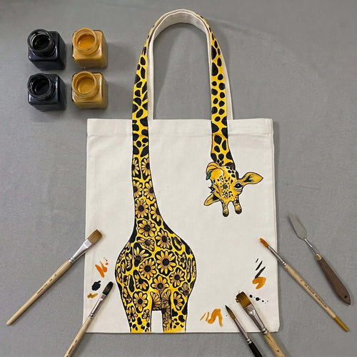 giraffe tote bag hand painted design