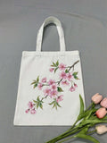 sakura cherry blossom tote bag hand painted design