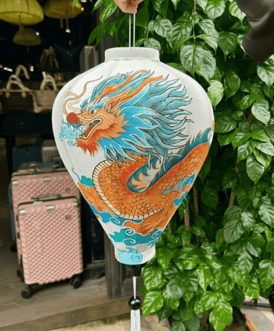 dragon fabric lantern hand painted design