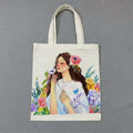 floral girl tote bag hand painted design