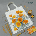 poppy floral tote bag hand painted design
